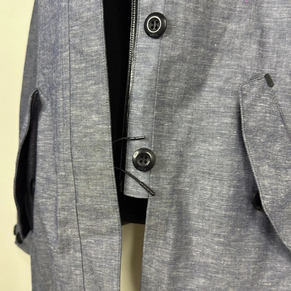 NIKE Womens NSW Chambray 3L Jacket Gray Full Zip Front Pockets Windbreaker M